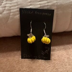 Handmade Pumpkin earrings,nickel free and sterling silver